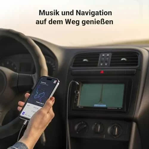 UGREEN adapteris prijungtas prie telefono automobilyje