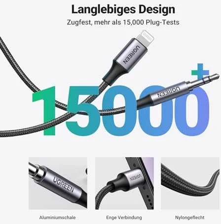 UGREEN US315 Lightning į 3.5 mm garso adapteris, 2m