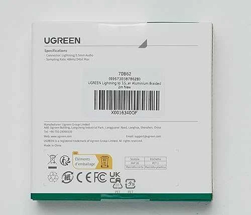 UGREEN US315 Lightning į 3.5 mm garso adapteris, 2m