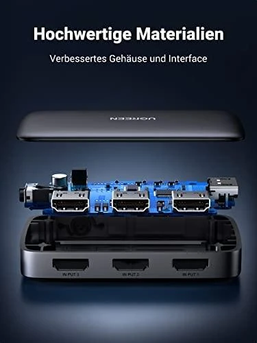 UGREEN šakotuvas CM332 3in1 HDMI 1.4 4K 30 Hz - Juodas