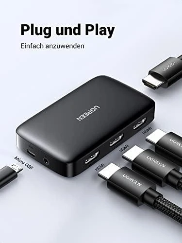 UGREEN šakotuvas CM332 3in1 HDMI 1.4 4K 30 Hz - Juodas