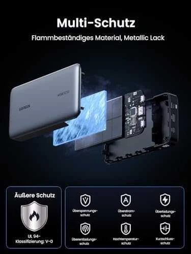 Nešiojamas įkroviklis UGREEN Powerbank 145W nešiojamajam kompiuteriui - 3 jungtys / 25000mAh