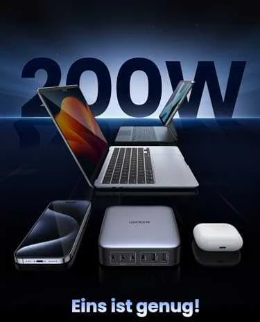 UGREEN 2USB-A+4USB-C 200W Desktop greitasis įkroviklis, pilkas