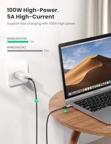 Kabelis UGREEN US355 USB-C į USB-C 3.1 Gen.2, PD, 5A, 100W, 4K, 10Gbps, 1m