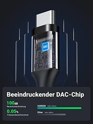 UGREEN AV161 USB-C audio adapteris į 3.5mm jack - Juodas