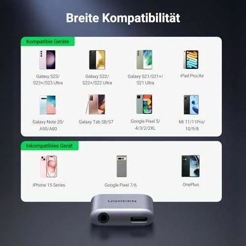 UGREEN CM231 garso adapteris USB-C prie mini lizdo 3.5 mm (pilka)