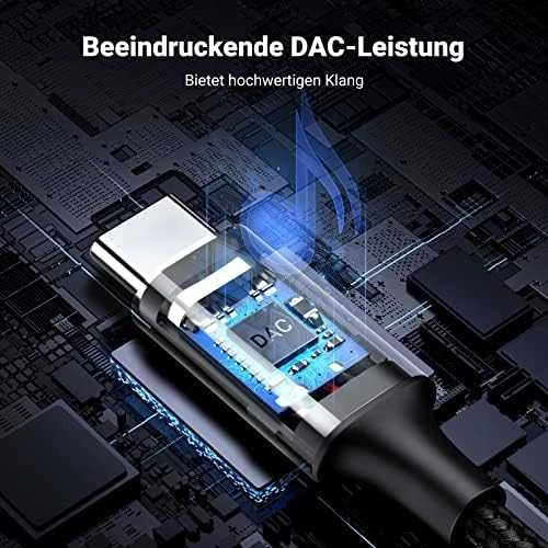 UGREEN CM450 USB-C - AUX 3.5mm laidas 1m juodas