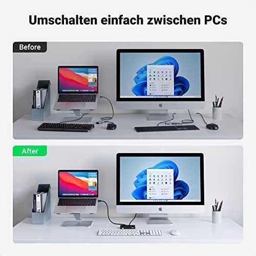 USB jungiklis KVM USB 2x4 UGREEN USB 3.0