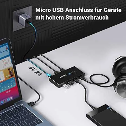USB jungiklis KVM USB 2x4 UGREEN USB 3.0