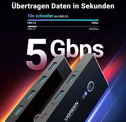 USB jungiklis KVM USB 2x4 UGREEN USB 3.0
