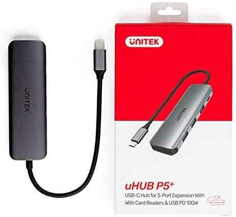 UNITEK Hub USB-C 3xUSB 3.1 Gen1 PD 100W SD Micro SD H1107C