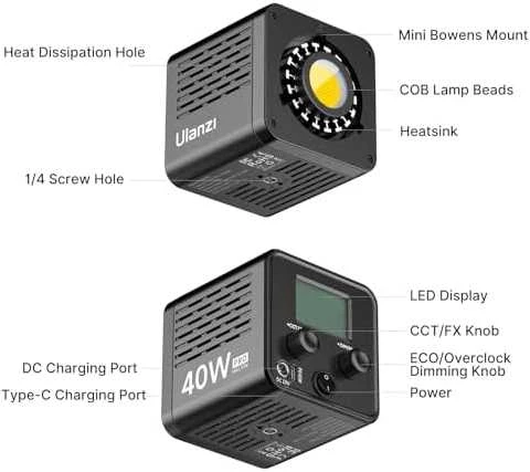 Apšvietimo Įranga - ULANZI L023 40W Pro LED Šviesa 2500-6500K Mini Bowens