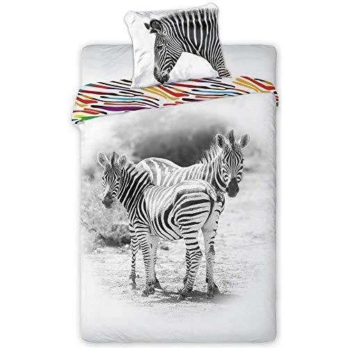 MCU Patalynė medvilnė 140x200 Wild Zebra zebrai balta juoda spalvingi dryžiai 5680