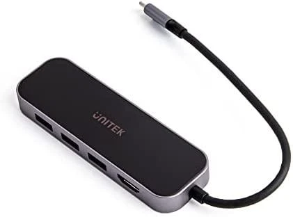 UNITEK D1084A šakotuvas USB-C 3x USB-A 3.1 HDMI 4K PD 100W