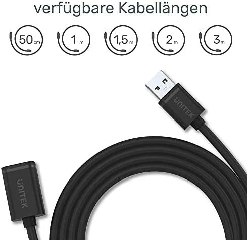 UNITEK Y-C418GBK Unitek USB plėtinio keitiklis USB2.0 AM-AF, 5m Y-C418GBK