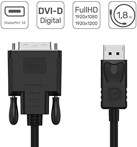 UNITEK Y-5118BA Unitek laidas DisplayPort prie DVI 1,8m, Y-5118BA