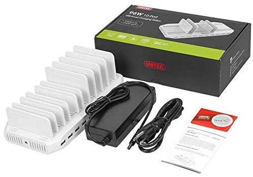 "UNITEK Y-2190A Unitek įkrovimo stotelė 10x USB 2,4A, 96W 2x QC3.0 Y-2190A"