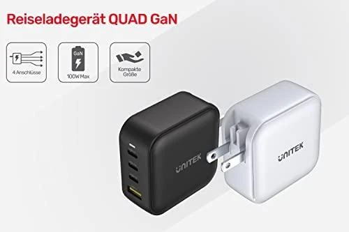 UNITEK CHARGER GaN 2x USB-C 1x USB-A PD QC 3.0 66W Juodas