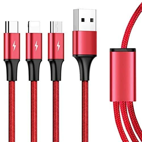 UNITEK C4049RD Unitek kabelis 3-in-1, USB-C tipas / MicroUSB / Lightning, 1,2 m, raudonas, C4049RD