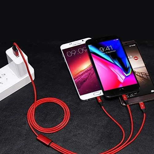 UNITEK C4049RD Unitek kabelis 3-in-1, USB-C tipas / MicroUSB / Lightning, 1,2 m, raudonas, C4049RD