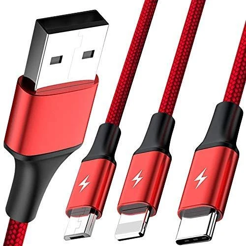 UNITEK C4049RD Unitek kabelis 3-in-1, USB-C tipas / MicroUSB / Lightning, 1,2 m, raudonas, C4049RD