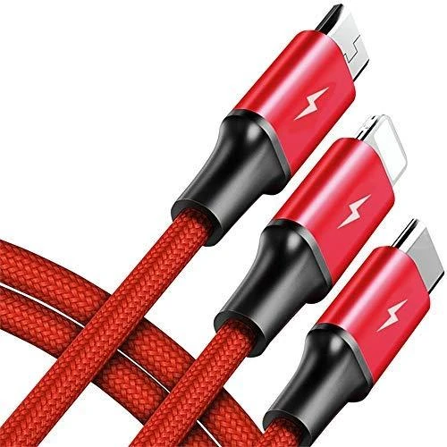 UNITEK C4049RD Unitek kabelis 3-in-1, USB-C tipas / MicroUSB / Lightning, 1,2 m, raudonas, C4049RD