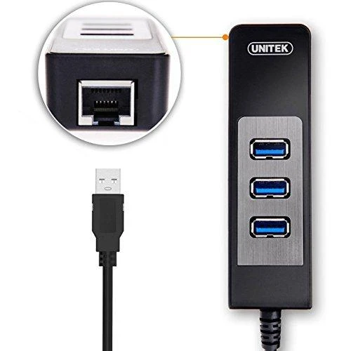 Unitek USB 3.0 šakotuvas su RJ45 tinklo jungtimi
