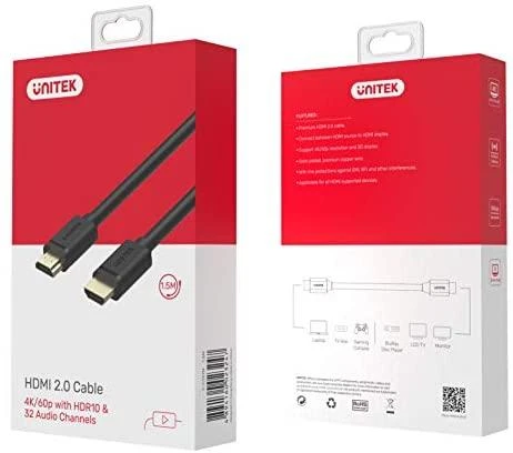UNITEK Y-C137M Unitek kabelis HDMI v2.0 M/M 1.5m, auksinis, BASIC, Y-C137M
