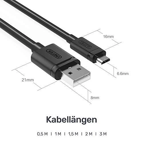 UNITEK Y-C454GBK Unitek USB kabelis USB 2.0 mikro USB M/M, 0,5 m Y-C454GBK