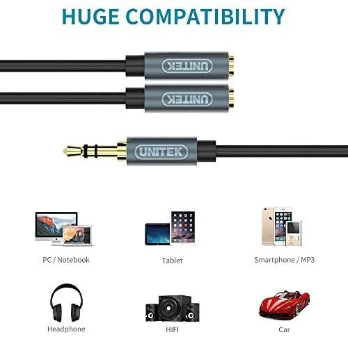 UNITEK Y-C956ABK Unitek Cable miniJack 3,5mm (M) - 2x 3,5mm (F) Y-C956ABK