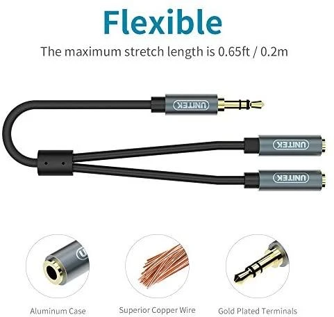 UNITEK Y-C956ABK Unitek Cable miniJack 3,5mm (M) - 2x 3,5mm (F) Y-C956ABK