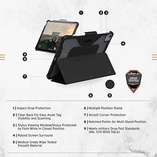 Urban Armor Gear UAG Plyo dėklas, juodas/ledas - iPad Air 10.9" (2022/2020)/iPad Pro 11" (2022/2021/2020/2018)