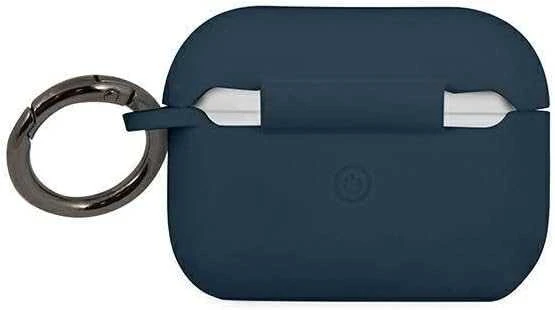 Mėlynas silikoninis AirPods Pro dėklas su karabinu