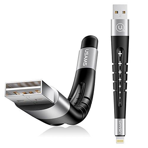 Usams SJ198 3in1 transformatorius USB į Lightning 12 cm laidas + rašiklis + lankstus stovas juodas – sidabrinis