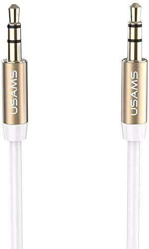 USAMS Adapteris audio jack 3,5m - 3,5m 1mbaltos spalvos YP102 (YP-01)