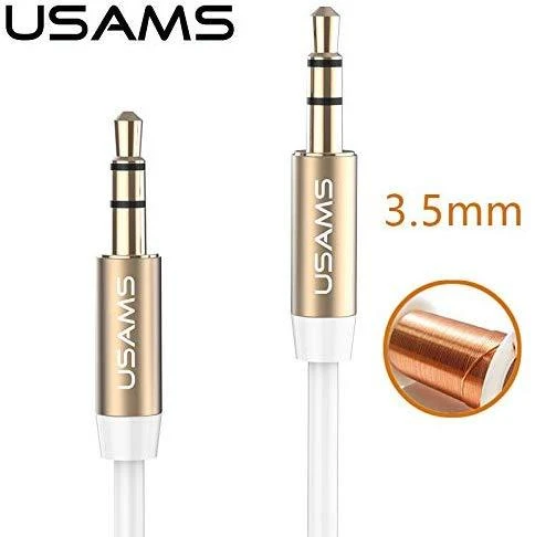 USAMS Adapteris audio jack 3,5m - 3,5m 1mbaltos spalvos YP102 (YP-01)