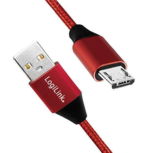 LOGILINK CU0151 – USB-A 2.0 laidas su mikro-USB kištuku, raudonas 0,3 m