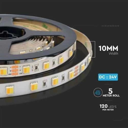 V-tac 14W/m LED juosta, 120LED/m, 24V, 3000-6000K, IP20, 5 metrų ritė