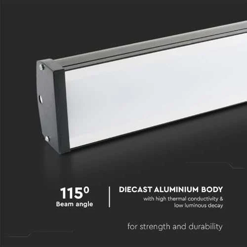 V-tac 100W LED linijinis sandėlio šviestuvas, juodas, 4000K