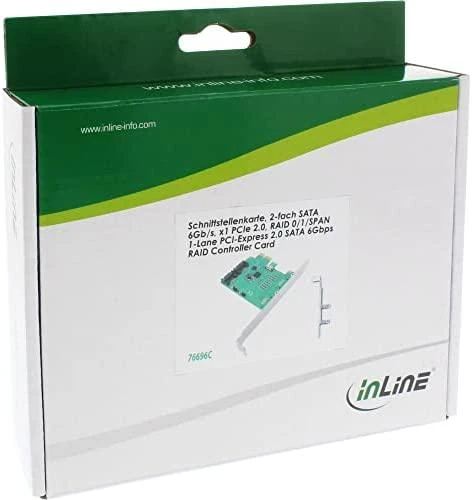 InLine RAID valdiklis PCIe x1, skirtas 2x SATA 6G, su LP lizdo laikikliu