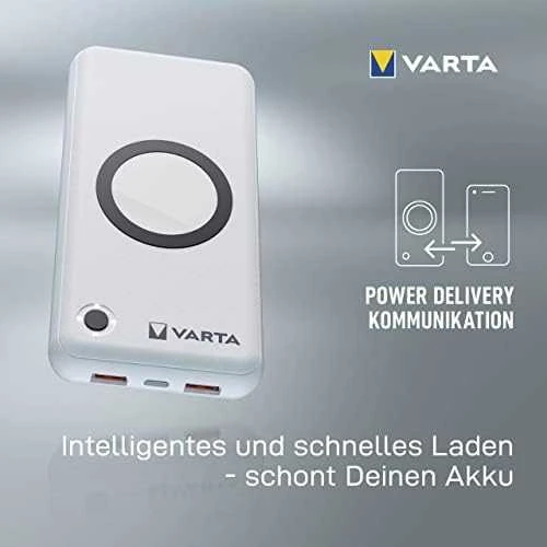 Varta 57909 101 111 nešiojamasis įkroviklis Ličio polimeras (LiPo) 20000 mAh Belaidis įkrovimas Balta