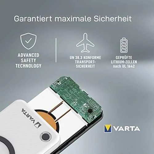 Varta 57909 101 111 nešiojamasis įkroviklis Ličio polimeras (LiPo) 20000 mAh Belaidis įkrovimas Balta