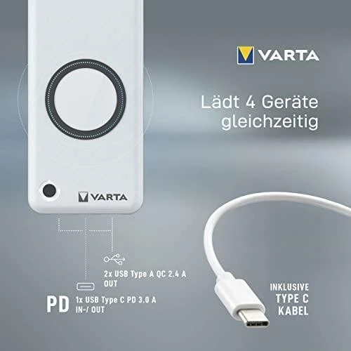 Varta Wireless Power bank-charger Energy 15000mAh 57908 išorinė baterija (powerbank)-pakrovėjas
