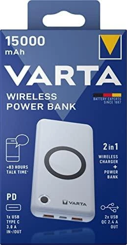 Varta Wireless Power bank-charger Energy 15000mAh 57908 išorinė baterija (powerbank)-pakrovėjas