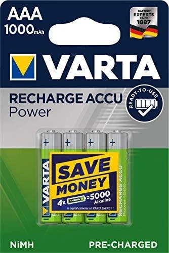 Įkraunami Elementai Varta AAA R03 1000 mAh 5703 4 vnt.