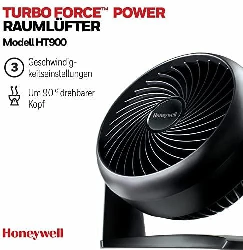 Honeywell HT900E4, Buitinis mentinis ventiliatorius, Juoda, Grindys, Sienas, 39 dB, 18 cm, 740 m³/h
