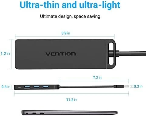 Vention USB2.0 to USB2.0 x 4 Hub su maitinimo šaltiniu Juodas 0,15m