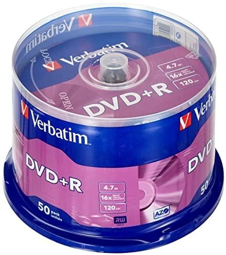 VERBATIM 50x DVD+R AZO 4,7GB 16x Spindle matinis sidabrinis paviršius