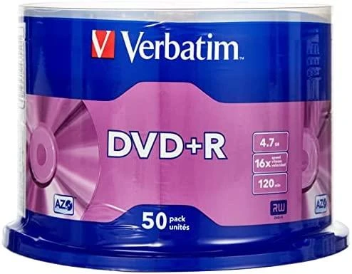 VERBATIM 50x DVD+R AZO 4,7GB 16x Spindle matinis sidabrinis paviršius