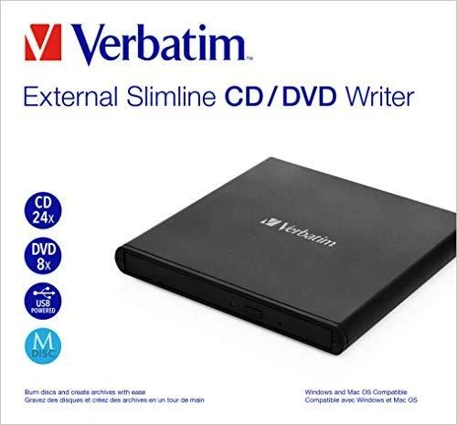 Išorinis otinis įrenginys Verbatim Slimline DVD USB2.0 juodos spalvos 53504